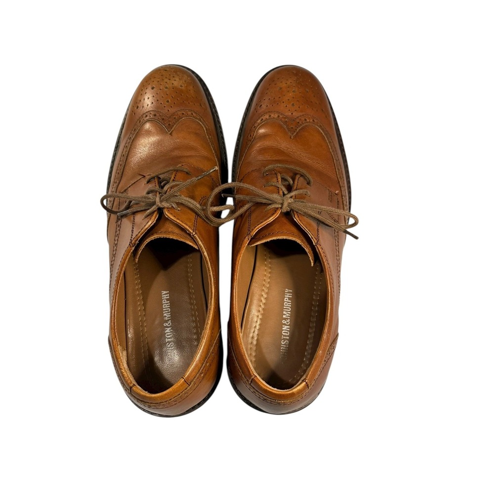 Johnston & Murphy 20-1862 Tabor Brown Leather Wingtip Shoes Mens Size 11 1/2 M